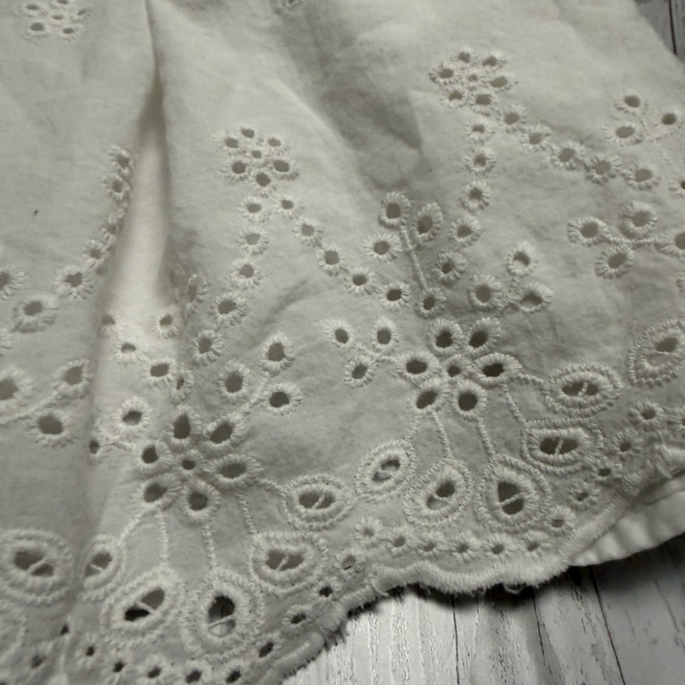 Oshkosh B'gosh Overalls Dress Denim White Lace Pleated Little Girls Size 4T - Picture 3 of 6